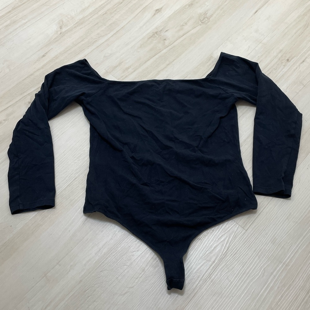American Apparel black off-the-shoulder bodysuit